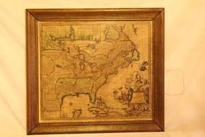 lot 1559 image: Vintage Wooden framed Gulf of Mexico AtlasPicture