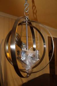lot 1657 image: New Modern SphereOrbits Pendant Light in Satin Chrome