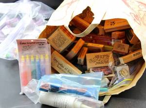 lot 1702 image: Entire Sack FULL of Stamp Blocks and other Crafting items