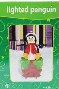 lot 1721 image: Lighted Christmas Penguin Yard Decoration