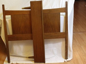 lot 1659 image: Midcentury Modern Twin HeadboardFootboard and Frame with Brass Footings
