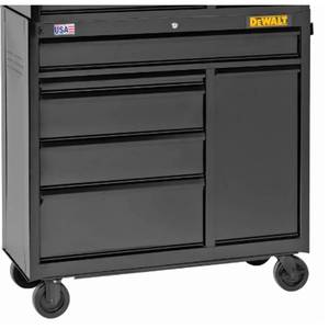 lot 2373 image: DEWALT 41 in. 5-Drawer Roller Cabinet Tool Chest MSRP $499.99