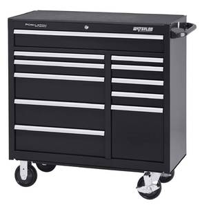lot 2362 image: Waterloo Professional Series 11-Drawer Rolling Tool Cabinet with Internal Tubular Keyed Locking System, Black Finish, 41 W. MSRP $1726.43
