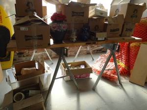 lot 7233 image: Huge lot of glass jars and ceramic molds.