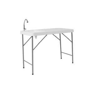 lot 2204 image: Flash Furniture 23W x 45L Granite White Plastic Folding Table with Sink
