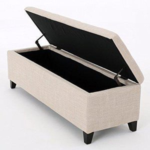lot 2226 image: sarelia bench storage ottoman (light beige)