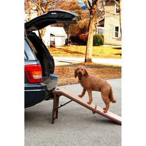 lot 2248 image: Pet Gear Free Standing Pet Ramp in Chocolate, 56  L X 16  W X 23  H (For Pets up to 200 lbs.)