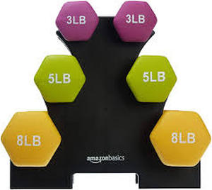 lot 2185 image: Basics 20-pound Dumbbell Set With Stand, White Lettering