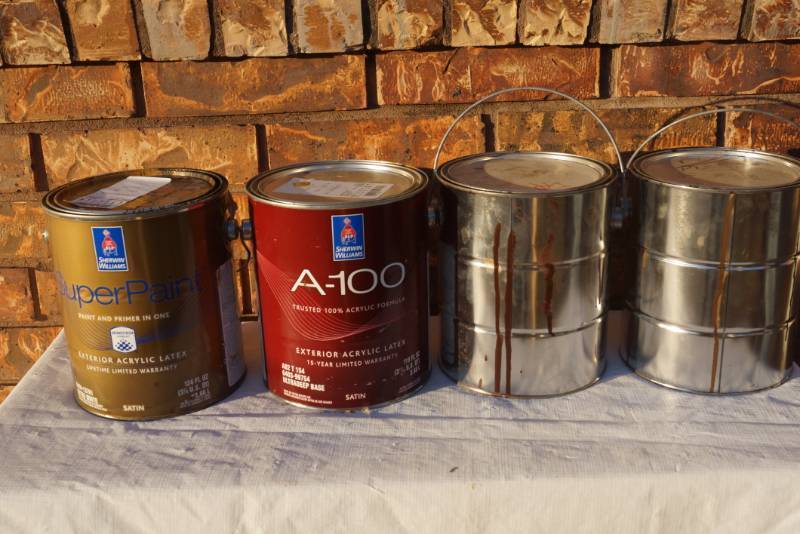 lot 94247 image: 4 Cans of Sherwin Williams -  - Some Tinted and Some New Product - MISTINT PAINT SALE