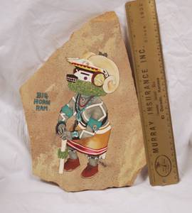 lot 4299 image: Stunning Rock Painting - Native American - Big Horn Ram