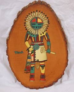 lot 4301 image: Wood Wall hanging Picture - Native American - Tawa