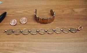 lot 4321 image: Lot of Penny Jewelry - 2 Bracelets and 1 Earring Set - Unique Find