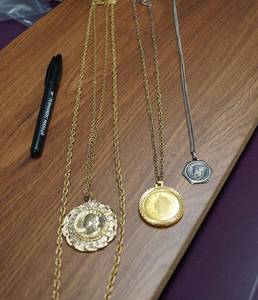 lot 4325 image: Lot of 3 Coin Necklaces - See Pictures