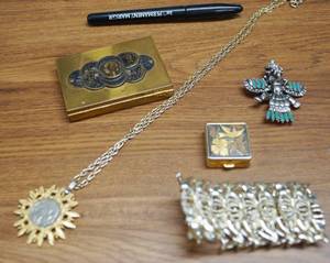 lot 4341 image: Lot of Misc. Items - 2 Pill Boxes, Coin Pendant and More