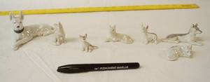 lot 4347 image: Lot of 7 Fancy Dog Figurines - Made in Japan - 1 is broken, easy fix Very Cute