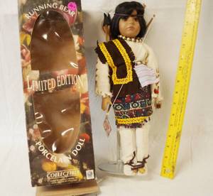 lot 4359 image: Exquisite Native American Running Bear Porcelain Doll