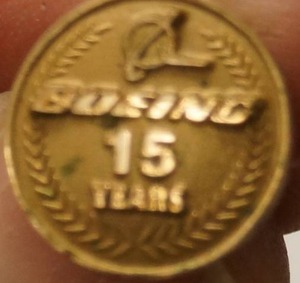 lot 4385 image: Vintage 15 Year Boeing Aircraft Pin Great Find