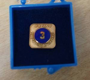 lot 4393 image: Vintage Boeing 3 Year Outstanding Attendance Pin wcase