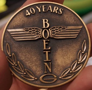 lot 4401 image: Vintage Boeing 40 Years Coin