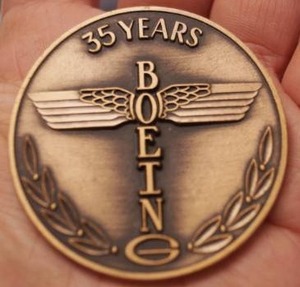 lot 4408 image: Vintage Boeing 35 Years Coin - Rare Find