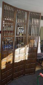 lot 4420 image: Foldable, Very Tall, Heavy Wood Room Divider - Pretty Design Approx 6 feet tall