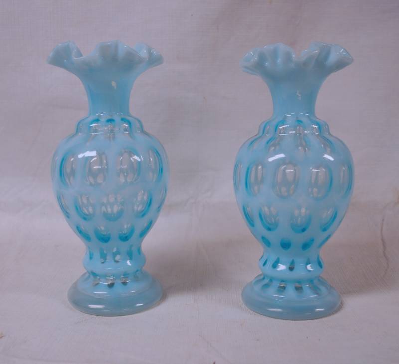 2 Super Cool Blue Glass Vases Super Nice Pre Christmas Auction