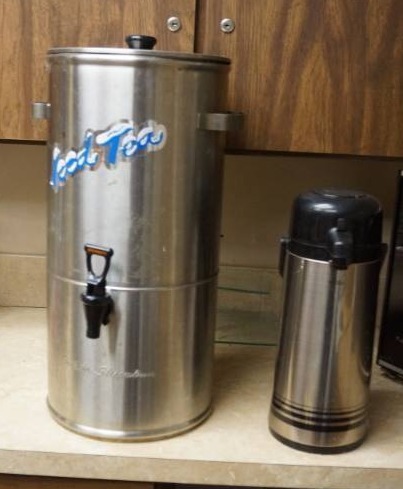lot 7243 image: Commercial Ice Tea Dispenser and Thermal Jug