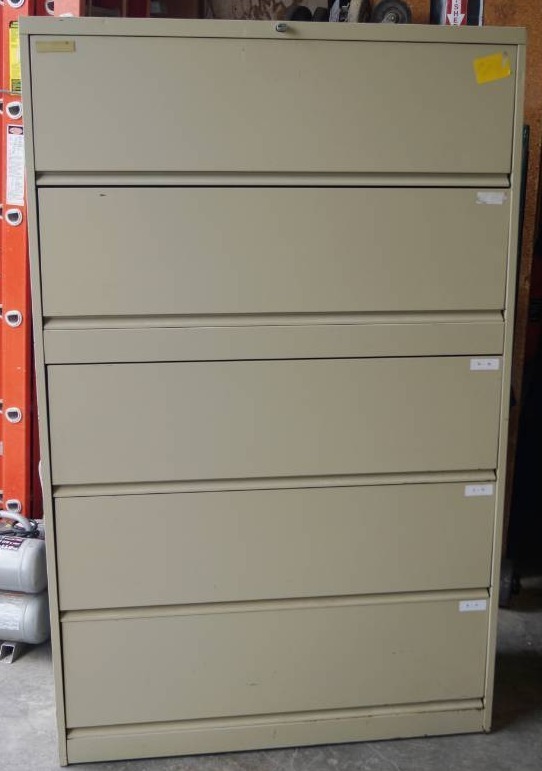 lot 5387 image: Tall Lateral Office Filing Cabinet - no keys