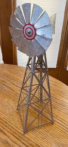 lot 2713 image: Neat Metal Windmill - Over a foot tall - All parts move Galvanized realistic material WOW