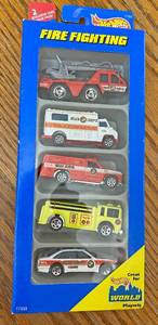 lot 2714 image: GIFT ALERT - Hotweels Firetruck Matchbox Size CarTruck Set - NEW in package - Highly collectible