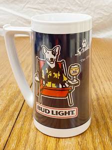 lot 2735 image: Bud Light Spuds MacKenzie Budweiser Dog- Insulated Mug - Nice Collectible