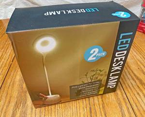 lot 2753 image: Pair of 2 LED Desk Lamps - NEW IN BOX Lots of features Touch Control -USB Charging Port, Night light and More