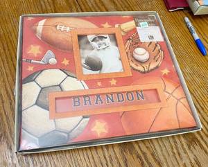lot 2762 image: New SCRAPBOOK ALBUM - K &amp Company - HTF - in orig box w insert pages - Highly collectible Sports Theme - Personalize it - 12x12 page size