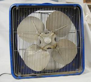 lot 4511 image: Vintage Box Fan - Heavy Metal (has a wire loose and works intermittently)