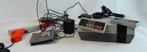lot 4522 image: Vintage Nintendo Game System w controllers and 2 Games - highly collectible