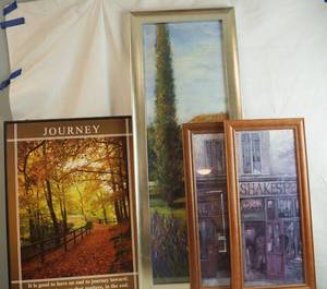 lot 6016 image: Lot of 3 Framed Art Pieces - Pretty Decor
