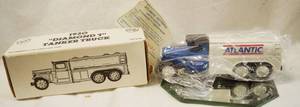 lot 4538 image: ERTL - Truck Coin Bank - Atlantic Refining - 1930 Diamond T Tanker Truck  w KEY - NEW IN BOX w COA