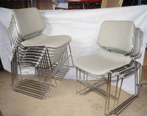 lot 2661 image: Lot of 12 of Stack-able Metal Frame Office Chairs - easily recover to suit your style