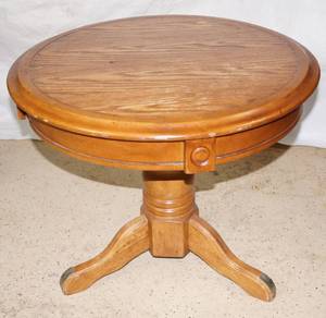 lot 2648 image: Small Wooden Round Decorative Table