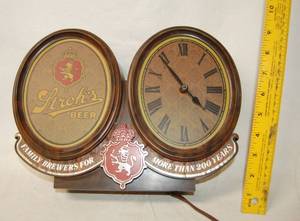 lot 2120 image: Vintage Strohs Beer Light Clock