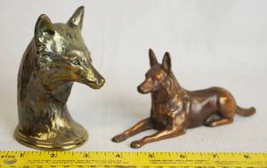 lot 2123 image: Vintage Rubal New York Bottle Cap Opener - RARE WOLF DESIGN and a metal dog figure