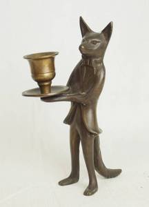 lot 2125 image: Awesome Metal Candle Stick Holder - Wolf Fox German Shepherd Awesome Style