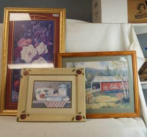 lot 2137 image: Lot of 3 Wall Hanging Pictures