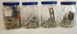 lot 2138 image: Lot of 4 Jars w Screws, Bolts, and  Stuff