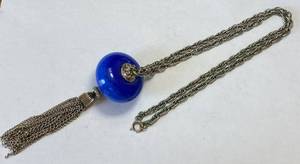 lot 3274 image: Vintage Costume Necklace - Great TASSEL Design with a Blue Globe - VERY COOL