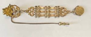 lot 3286 image: Very Old Vintage Jewelry Placket  Tie Clip - Very Regal Style - w chain and pendant