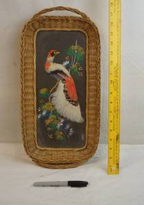 lot 2188 image: Vintage Wicker Frsmed Serving Tray Decorative Wall Tray