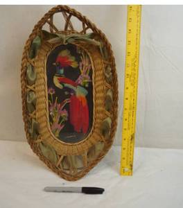 lot 2189 image: Vintage Wicker Framed  Decorative Wall Tray