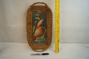 lot 2190 image: Vintage Wicker Framed Decorative Wall Tray
