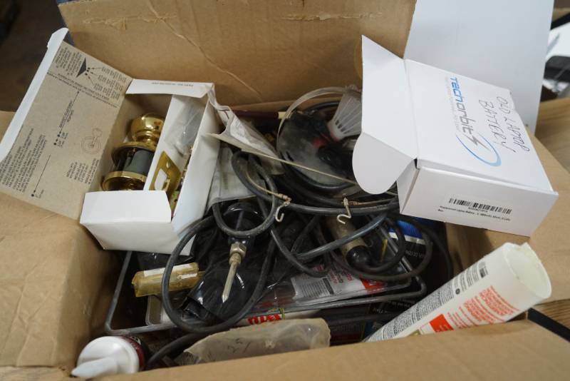 lot 4067 image: Surprise Handyman Box Soldering Iron, Hardware, Caulking and more
